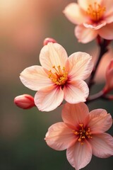 Obraz premium Intricate apricot & peach blossoms, soft focus, background, summer, pretty