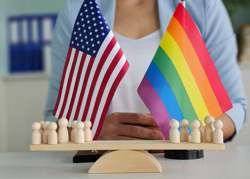 Lgbt vs America. LGBT rights in US. Laws against such discrimination based on sexual orientation or gender identity concept