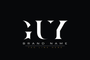 GUY abstract letter logo design. This logo is designed by three abstract letters.