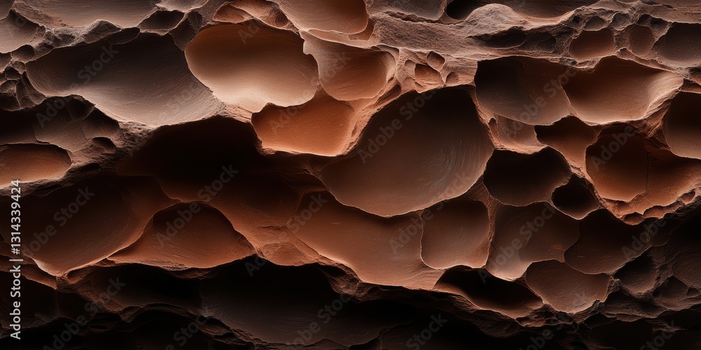 Aufkleber exploring the intricate texture of a porous brick surface in warm hues generative ai