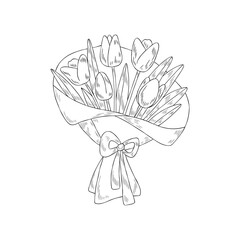 Spring flowers. Tulip bouquet. Good for posters, postcards, banners, ad, logoб labels and tags