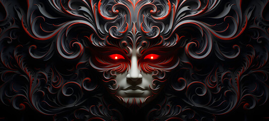 quilling paper mask devil, ai generative