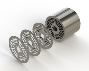 Electric motor assembly components stator and rotor sheet metal