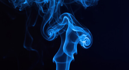 Obraz premium Abstract Ethereal Swirling Light Blue Smoke On A D