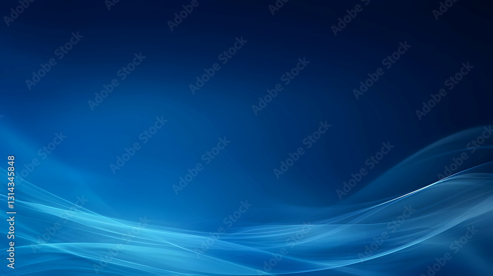 Poster abstract blue background with smooth wavy light pattern flowing across a dark blue backdrop digital 
