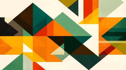 Striking Geometric Abstract Arrangement of Vibrant Triangles and Diamonds