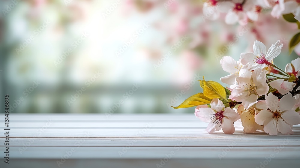 Poster white background with a bunch of pink flowers in the foreground. the flowers are arranged in a way t