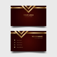 Elegant maroon gold business card design, isolated on white background, for branding