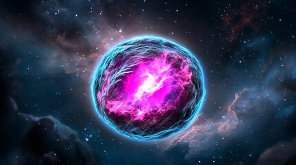 Obraz premium Abstract Glowing Sphere in Dark Cosmic Background