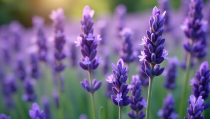 Purple lavender flowers densely packed, delicate buds , flower buds, lavender