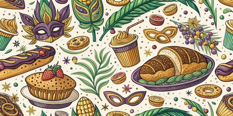 Mardi Gras Food Doodle Landscape Photography AI Art