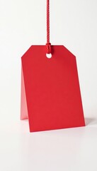 Simple red tag with string on white background Ideal for branding , red label, branding, mockup
