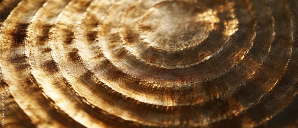 Poster abstract golden concentric circles texture background with radial brushed metal effect, creating a l