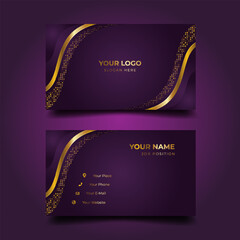 Elegant purple gold business card design template