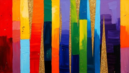 Vibrant abstract stripes with glittering gold accents