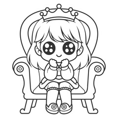 Beautiful girl becomes queen, for coloring