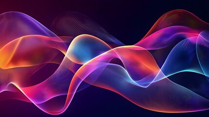 Glowing Futuristic Waves of Digital Information Exchange in a Virtual Space