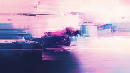 Abstract Glitch Art Pink, Blue Hues
