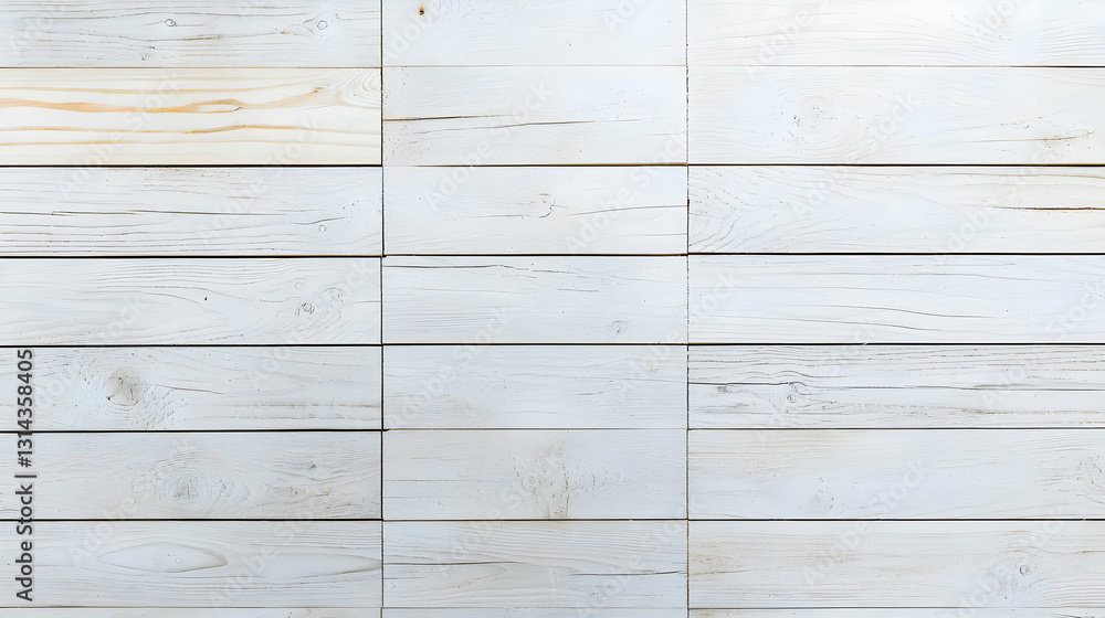 Poster whitewashed wooden planks background texture with subtle grain and knots details in a rustic horizon
