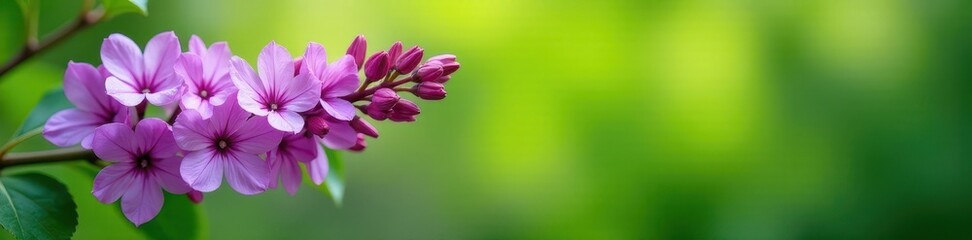 Vibrant lilac bellflowers, softly blurred green backdrop , soft focus, vibrant, wildflowers