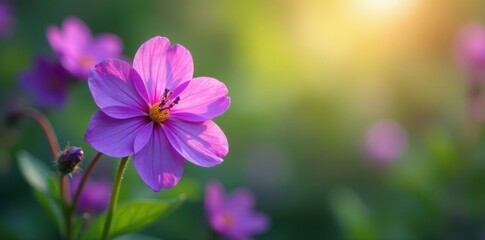 Vibrant purple bloom, crisp detail, soft green bokeh, garden, summer, violet