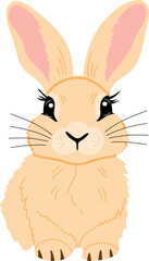 Fototapeta premium Adorable Easter Bunny holding a decorated egg, surrounded by spring flowers and festive elements. Perfect for holiday cards, decorations, and seasonal designs. Cute and cheerful illustration for Easte
