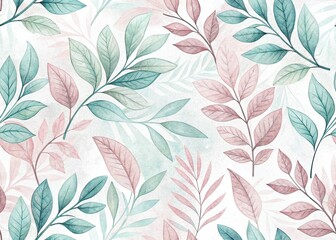 Pastel Watercolor Leaf Print Baby Room Tilt-Shift Photo