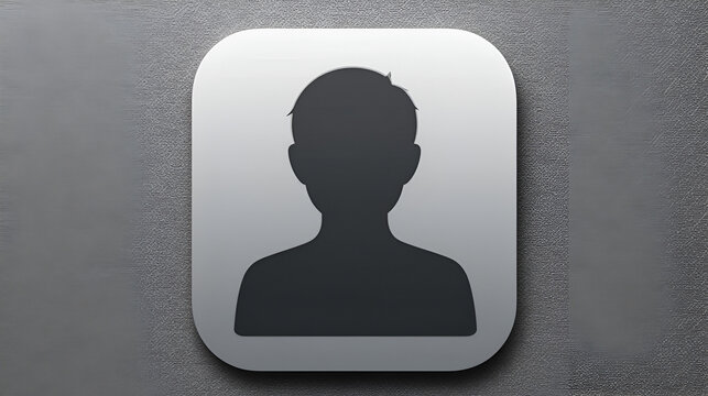 A simple, minimalist icon representing a user profile or avatar. The icon features a silhouette of a person with short hair in grayscale.