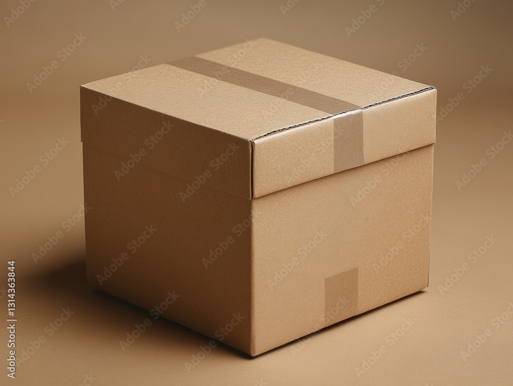 Poster minimalistic cardboard box mockup realistic shipping package box 3d rendering blank soft texture iso