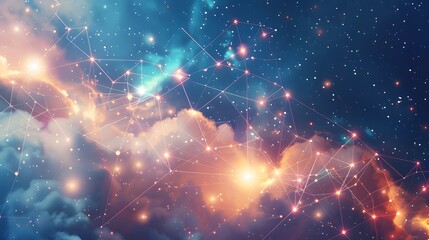 Captivating Celestial Magic Background with Floating Constellations and Dreamy Nebula Clouds