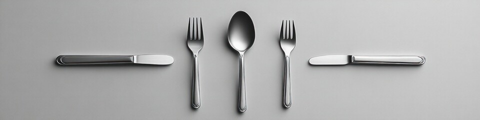 Minimalist Cutlery Logo Design with Thin Line Art, Spoon, Fork, and Knife in Monochrome Aesthetic