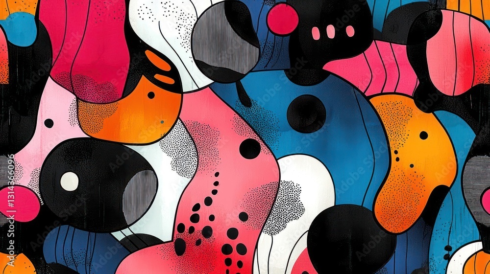 Aufkleber abstract colorful pattern composition with organic shapes and texture