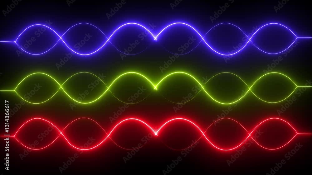 Poster glowing neon lines abstract background equalizer signal chart ultraviolet spectrum laser show impuls