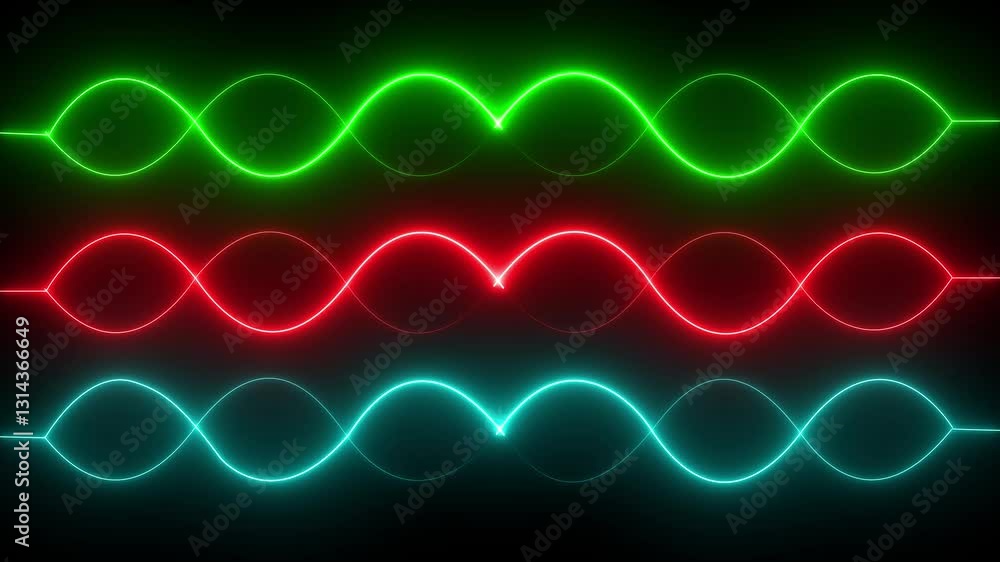 Aufkleber glowing neon lines abstract background equalizer signal chart ultraviolet spectrum laser show impuls