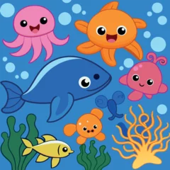 An underwater-scene-featuring-a-variety-of-sea.