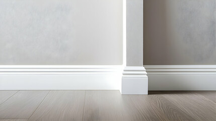 Fototapeta premium White Baseboard And Floor Molding Detail