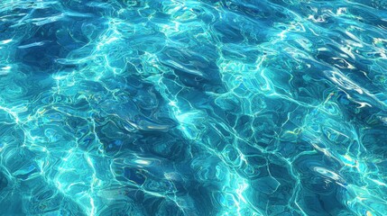 Fototapeta premium Hyper-realistic ocean wave ripples shimmering in the summer sun, perfect transparent overlay effect showcasing refreshing water textures.