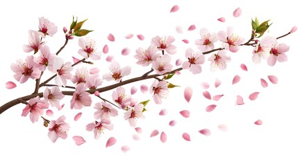 Obraz premium Delicate Cherry Blossom Petals Swirling and Floating in Springtime Scenery
