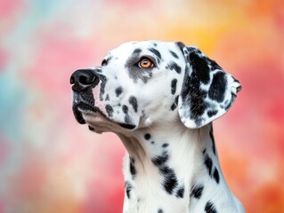 Elegant Dalmatian Portrait on a Vibrant Abstract Background