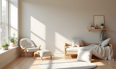 Serene Living Space with Daybed and Natural Sunlight