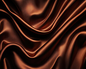 Obraz premium A close-up of luxurious, shimmering brown fabric, showcasing soft folds and rich texture.