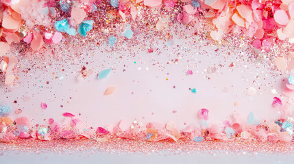 Celebration Pastel Confetti Cascade: Festive sparkle for a party invite or joyful greetings card, soft dreamy invitation for birthdays & special events