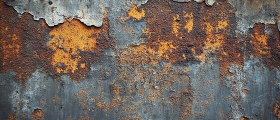 Fototapeta premium Abstract weathered metal texture with rust and peeling paint, creating a grunge background for industrial design and decay concepts