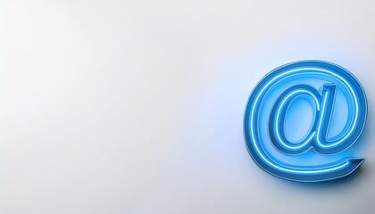 블루 네온 스타일의 '@' 기호가 빛나는 배경화면