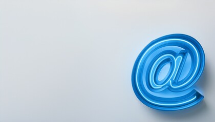 Obraz premium 블루 네온 스타일의 '@' 기호가 빛나는 배경화면