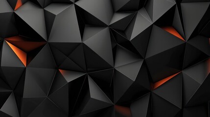 Fototapeta premium Abstract Black Polygonal Surface With Orange Accents A Modern Geometric Wall Background