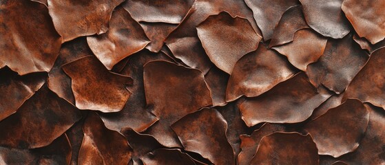 Fototapeta premium Abstract brown leather texture background with overlapping irregular shapes Concept of luxury, craftsmanship, and organic pattern