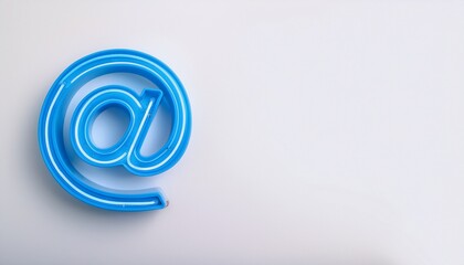 블루 네온 스타일의 '@' 기호가 빛나는 배경화면