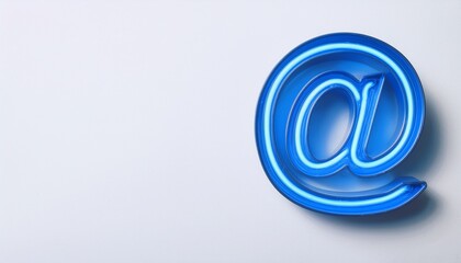 Obraz premium 블루 네온 스타일의 '@' 기호가 빛나는 배경화면