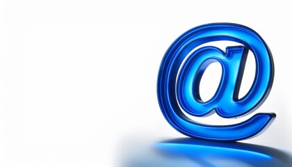 블루 네온 스타일의 '@' 기호가 빛나는 배경화면